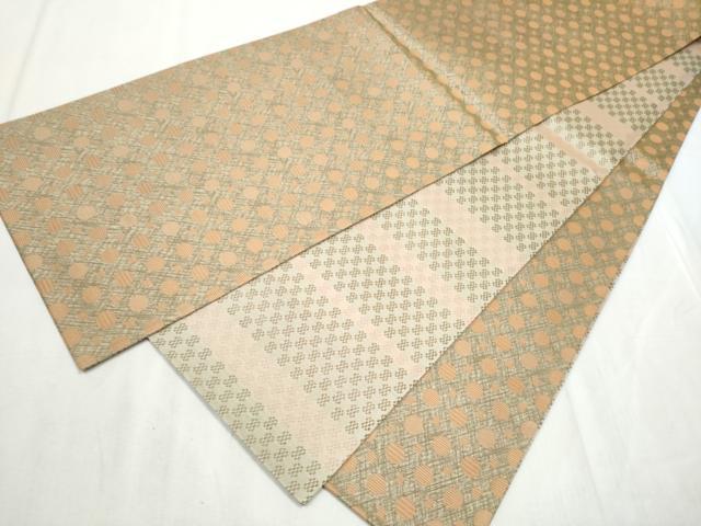 平和屋着物●両面　全通柄袋帯　花織　吉祥丸文　正絹　逸品　CABD5922hy