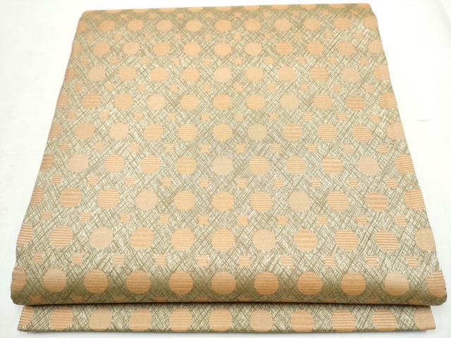 平和屋着物●両面　全通柄袋帯　花織　吉祥丸文　正絹　逸品　CABD5922hy