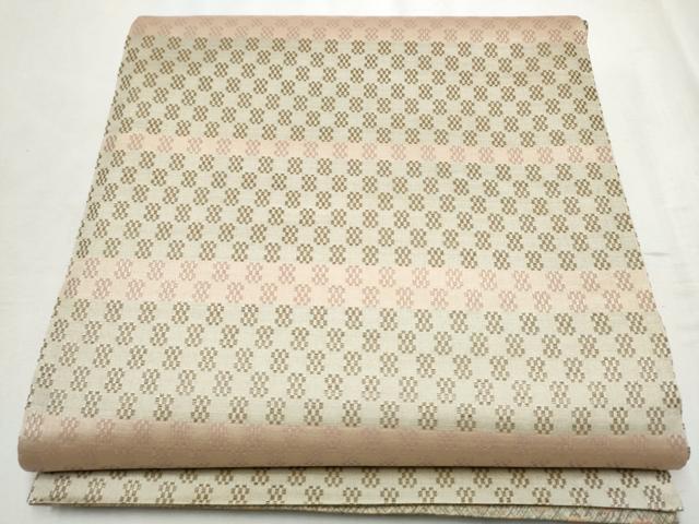 平和屋着物●両面　全通柄袋帯　花織　吉祥丸文　正絹　逸品　CABD5922hy