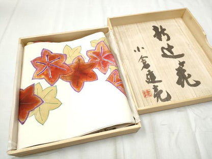 平和屋着物●日本工芸会正会員 絞りの小倉 辻が花の建亮 小倉建亮 塩瀬 九寸名古屋帯 絞り 刺繍 新辻花 共箱付き 正絹 逸品 CABD5926hy
