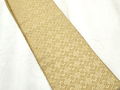 平和屋着物●男性　両面　角帯　作家物　手むすび　亀甲花文　共箱付き　正絹　逸品　CABD5932hy