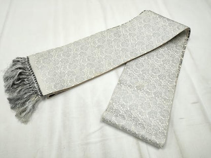 平和屋着物●本場筑前博多織　両面　半幅帯　更紗花唐草文　博多金ラベル　大倉織物謹製　証紙付き　正絹　逸品　CABD5933hy