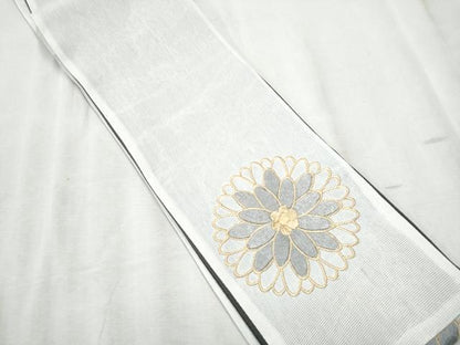 平和屋着物▽半幅帯 スリーシーズン 春夏秋 総刺繍 菊 CABD5936hy