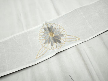 平和屋着物▽半幅帯 スリーシーズン 春夏秋 総刺繍 菊 CABD5936hy