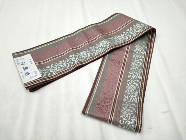 平和屋着物●本場筑前博多織　半幅帯　円舞曲　花唐草間道　井上絹織物謹製　証紙付き　正絹　逸品　CABD5940hy