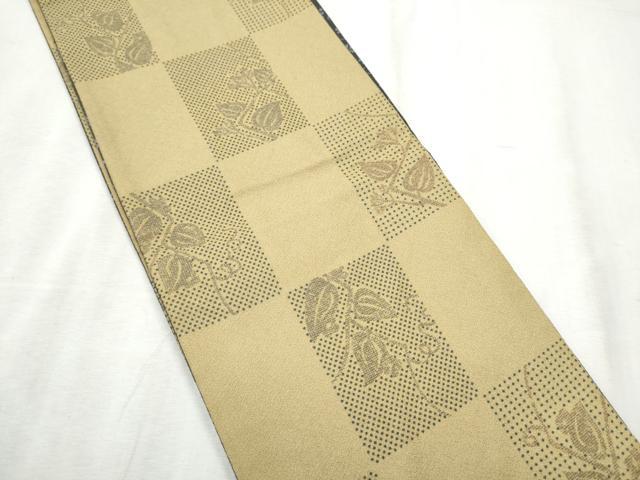 平和屋着物●半幅帯　市松蔦の葉文　CABD5944hy