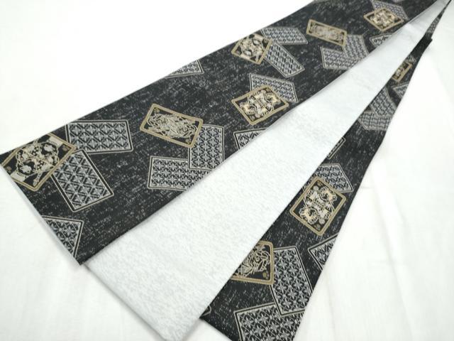 平和屋着物●半幅帯　トランプ　猫　CABD5946hy