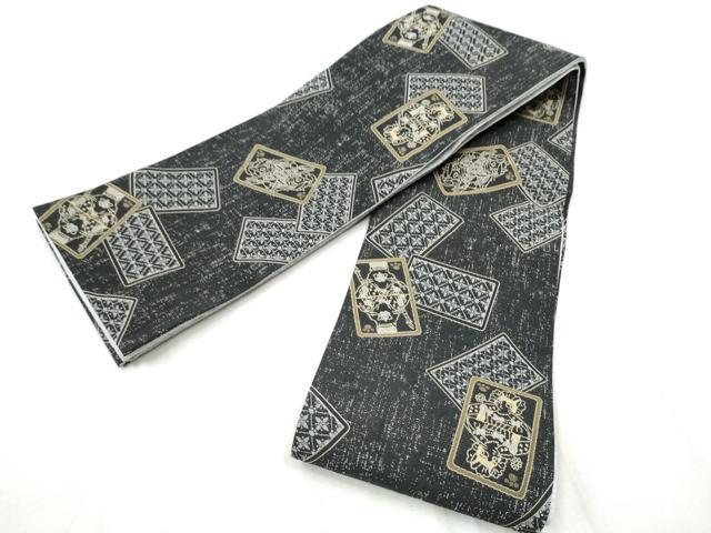 平和屋着物●半幅帯　トランプ　猫　CABD5946hy
