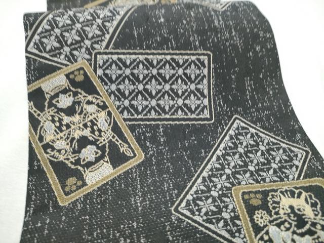 平和屋着物●半幅帯　トランプ　猫　CABD5946hy