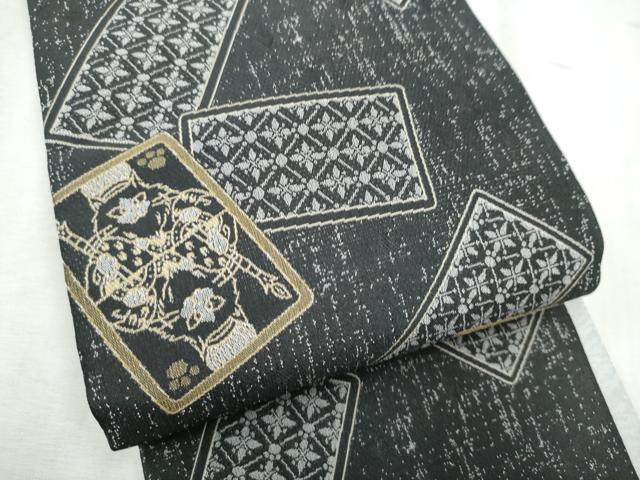 平和屋着物●半幅帯　トランプ　猫　CABD5946hy