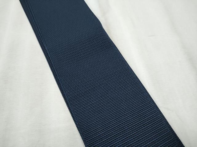 平和屋着物●男性　本場筑前博多織　角帯　色無地　鉄紺色　正絹　逸品　CABD5949hy