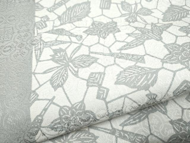 平和屋着物●つけ帯　扇面草花文　正絹　逸品　CABD5950hy