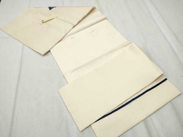 平和屋着物●塩瀬　つけ帯　型染め　紫陽花　正絹　逸品　CABD5952hy