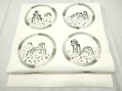 平和屋着物●染司よしおか　五代目　吉岡幸雄　塩瀬　つけ帯　石庭　金彩　正絹　逸品　CABD5954hy