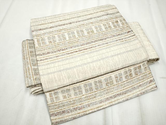 平和屋着物▽つけ帯 スリーシーズン 春夏秋 横段文 金銀糸 正絹 逸品 CABD5955hy