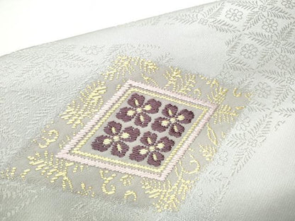 平和屋着物●つけ帯　唐織　菱花文　金糸　正絹　逸品　CABD5956hy