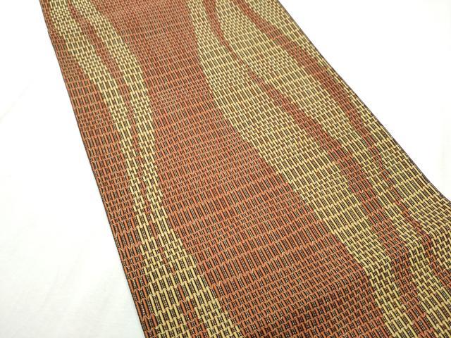平和屋着物●本場筑前博多織　両面　六通柄　京袋帯　市松霞文　正絹　逸品　CABD5962hy