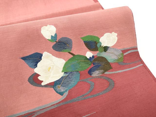 平和屋着物●太鼓柄袋帯　紬地　すくい織　流水花文　正絹　逸品　CABD5963hy