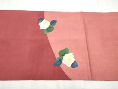 平和屋着物●太鼓柄袋帯　紬地　すくい織　流水花文　正絹　逸品　CABD5963hy