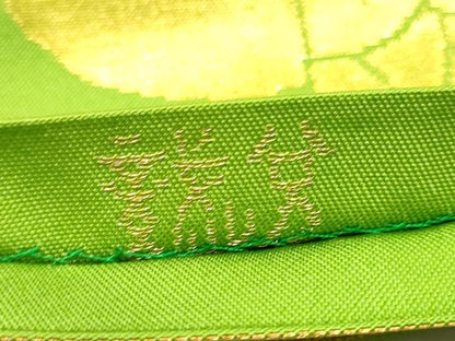 平和屋着物●織物一筋名門　織悦　全通柄　本袋帯　向かい鶴文　金糸　正絹　逸品　CABD5965hy