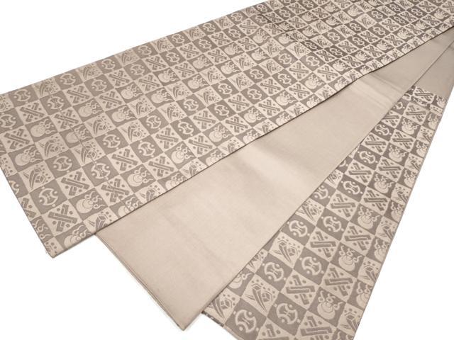 平和屋着物●六通柄袋帯　市松宝尽くし文　正絹　逸品　CABD5966hy