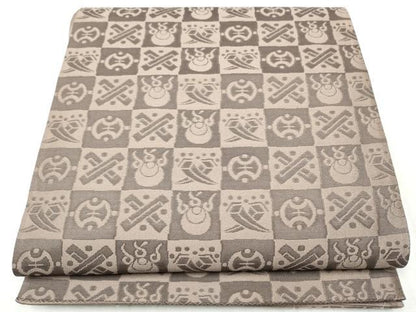 平和屋着物●六通柄袋帯　市松宝尽くし文　正絹　逸品　CABD5966hy