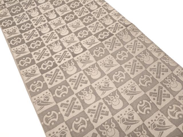平和屋着物●六通柄袋帯　市松宝尽くし文　正絹　逸品　CABD5966hy