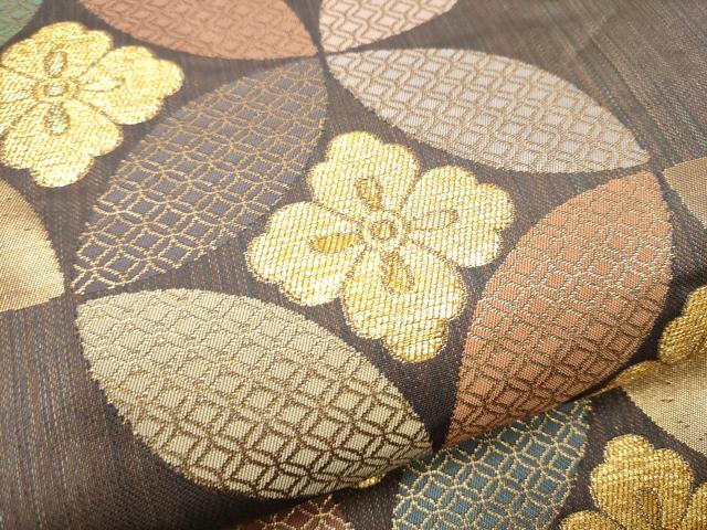 平和屋着物●六通柄袋帯　七宝花文　金糸　正絹　逸品　CABD5968hy