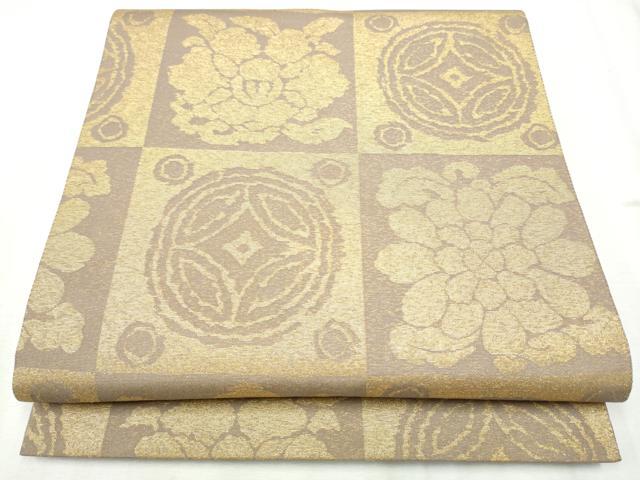 平和屋着物●両面　全通柄袋帯　遠州七宝　金糸　正絹　逸品　CABD5970hy