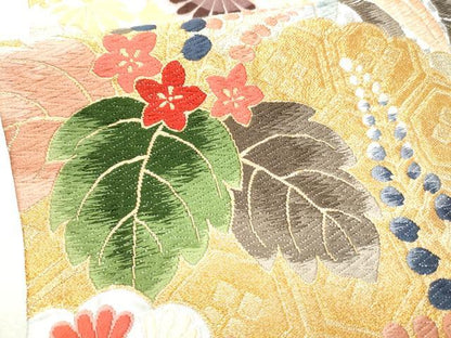 平和屋着物●西陣　白綾苑大庭　六通柄袋帯　唐織　草花文　金銀糸　正絹　逸品　CABD5971hy