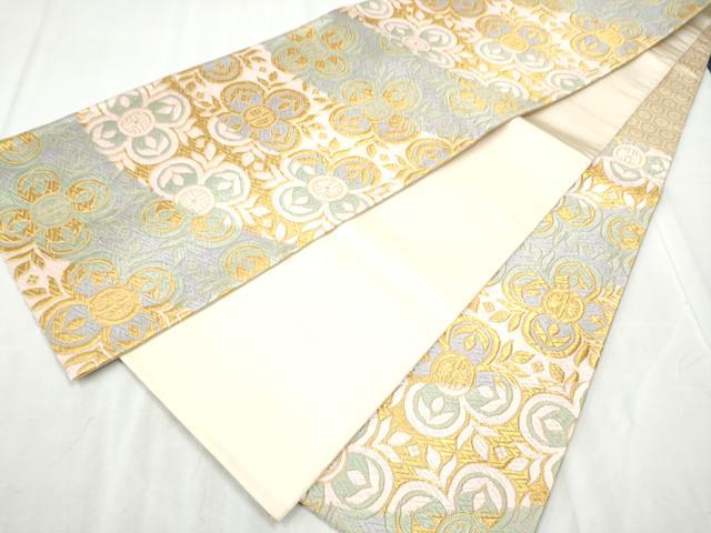 平和屋着物●西陣　河合美術織物謹製　六通柄袋帯　唐織　舞花文　金糸　正絹　逸品　CABD5974hy