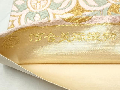 平和屋着物●西陣　河合美術織物謹製　六通柄袋帯　唐織　舞花文　金糸　正絹　逸品　CABD5974hy