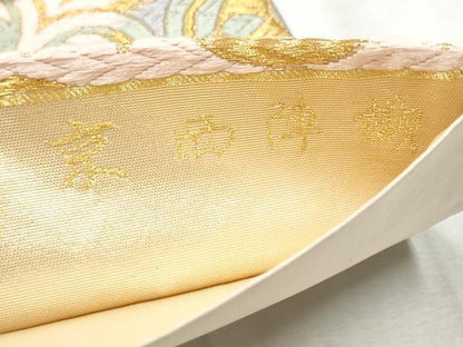 平和屋着物●西陣　河合美術織物謹製　六通柄袋帯　唐織　舞花文　金糸　正絹　逸品　CABD5974hy