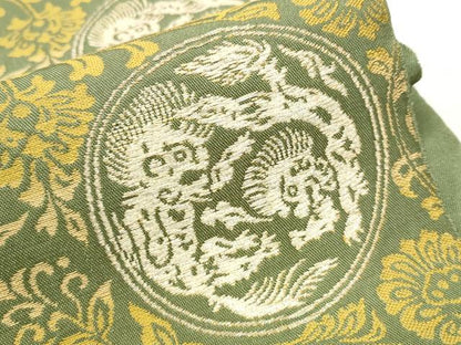 平和屋着物●龍村平蔵製　六通柄　本袋帯　歌集獅子唐草　金銀糸　正絹　逸品　CABD5977hy