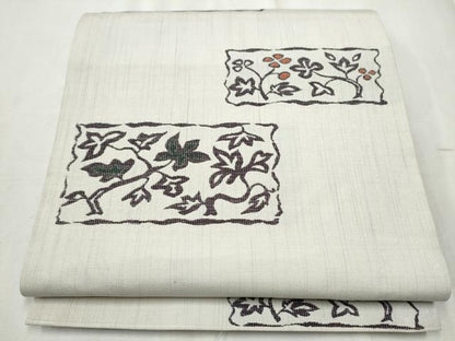 平和屋着物●六通柄袋帯　枝花文　正絹　逸品　未使用　CABD5981hy