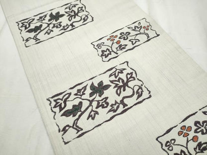 平和屋着物●六通柄袋帯　枝花文　正絹　逸品　未使用　CABD5981hy