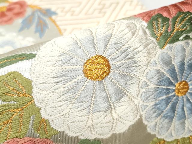 平和屋着物●六通柄袋帯　唐織　草花丸文　金銀糸　正絹　逸品　CABD5985hy