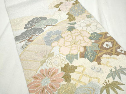 平和屋着物●太鼓柄袋帯　綴れ　籬草版文　正絹　逸品　CABD5988hy