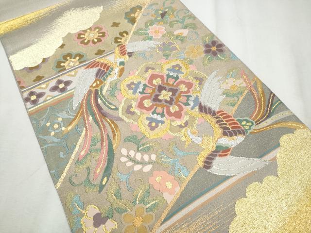 平和屋着物●爪掻き本綴れ　太鼓柄袋帯　正倉院鳳凰花文　金銀糸　正絹　逸品　CABD5994hy