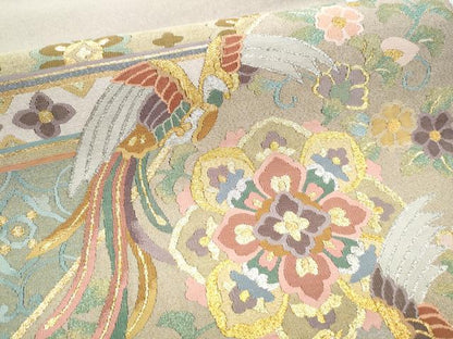 平和屋着物●爪掻き本綴れ　太鼓柄袋帯　正倉院鳳凰花文　金銀糸　正絹　逸品　CABD5994hy