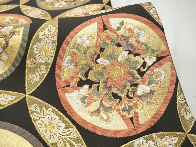 平和屋着物●本綾佐賀錦　伝統工芸品産業功労者　岡野武一郎　佐賀錦　六通柄袋帯　唐織　七宝花文　金糸　正絹　逸品　CABD5997hy