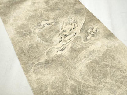 平和屋着物●太鼓柄袋帯　龍　引箔　正絹　逸品　CABD5998hy