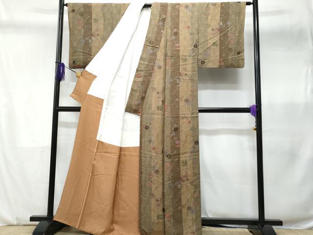 平和屋着物■上質な小紋　枝花間道　金彩　正絹　逸品　CABD6069fb