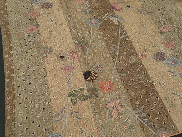 平和屋着物■上質な小紋　枝花間道　金彩　正絹　逸品　CABD6069fb