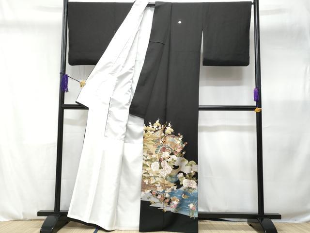 平和屋着物■豪華黒留袖　几帳鴛鴦流水花文　金彩　正絹　逸品　CABD6071fb