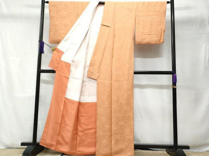 平和屋着物■上質な色無地　草花地紋　江戸茶色　正絹　逸品　CABD6095fb