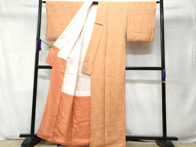 平和屋着物■上質な色無地　草花地紋　江戸茶色　正絹　逸品　CABD6095fb