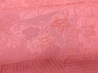 平和屋着物■上質な色無地　刺繍　流水花地紋　今様色　正絹　逸品　CABD6123fb