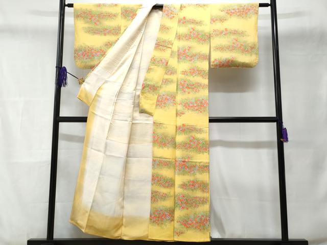 平和屋着物■上質な小紋　草花文　暈し染め　金彩　正絹　逸品　CABD6125fb