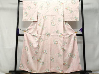 平和屋着物■上質な小紋　結び紐花丸文　正絹　逸品　CABD6128fb
